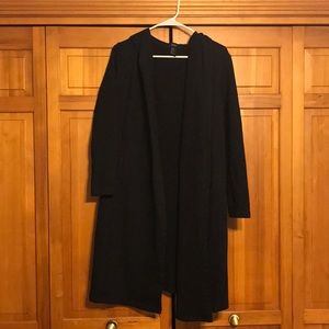 Black hooded duster coat